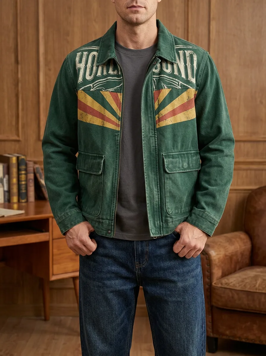 Men's Arizona Flag Vintage Graphic Printed Jacket