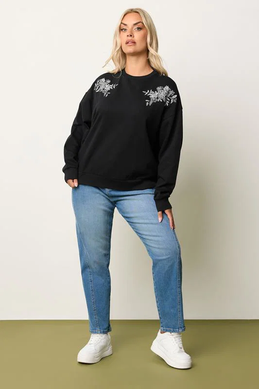 Black Embroidered Sweatshirt detail 1