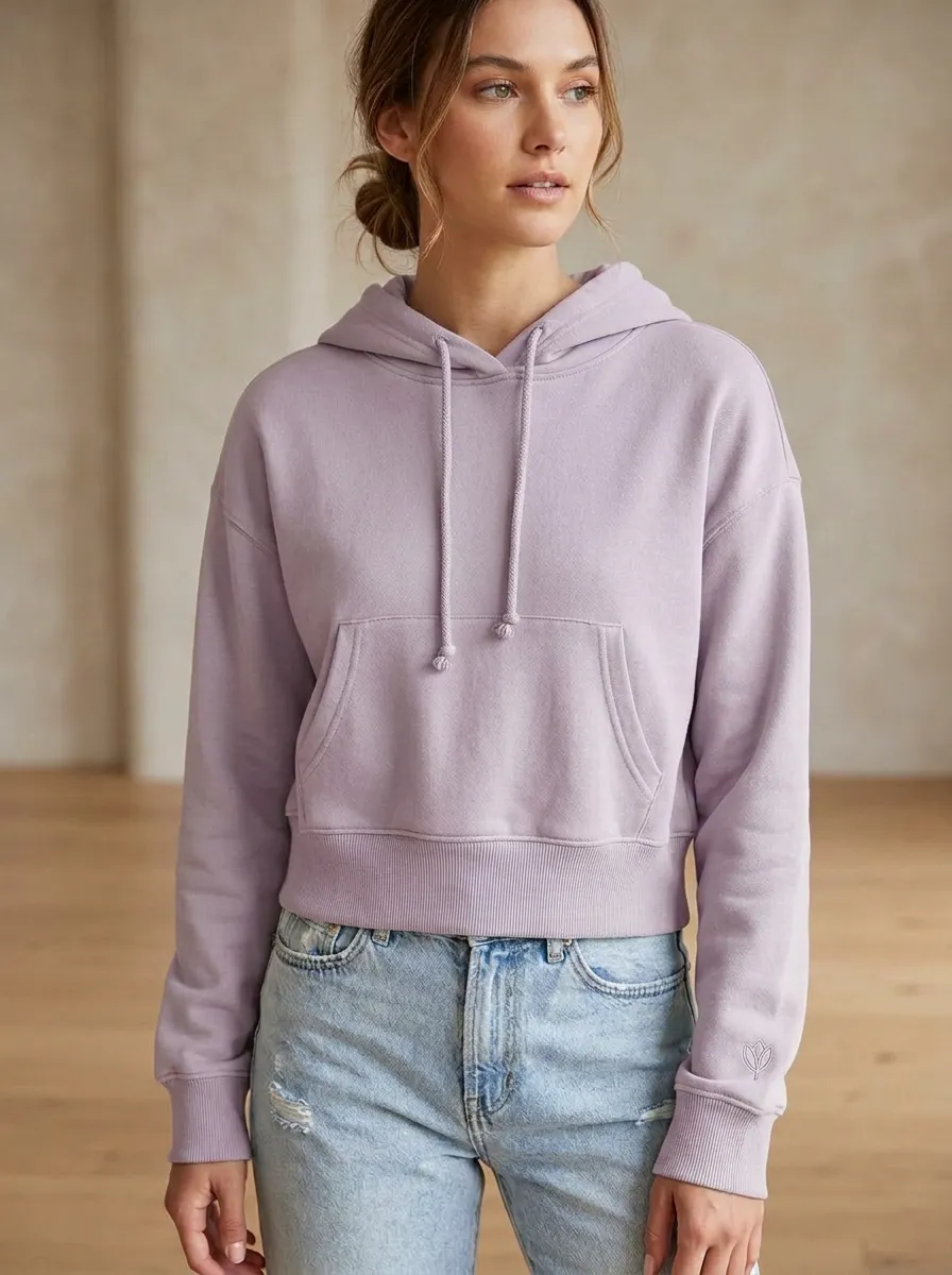 Women's Minimalist Sage Green Solid Color Embroidered Hoodie