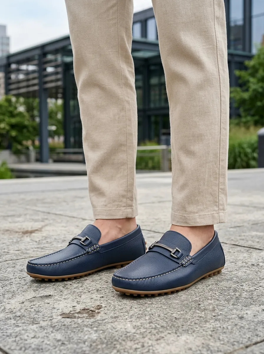 Men's Modern Metal-Buckle Loafers