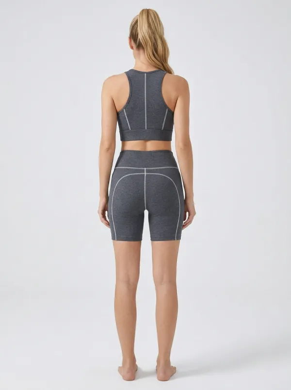 Dynamic Ribbed Texture Edit Women's Tank Top And Sports Shorts Set