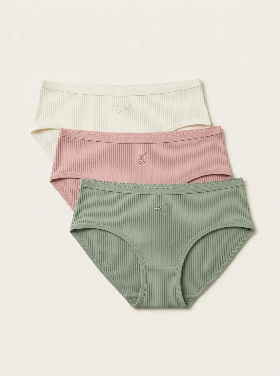 Women's Mid-Rise Scalloped Briefs Three Pack