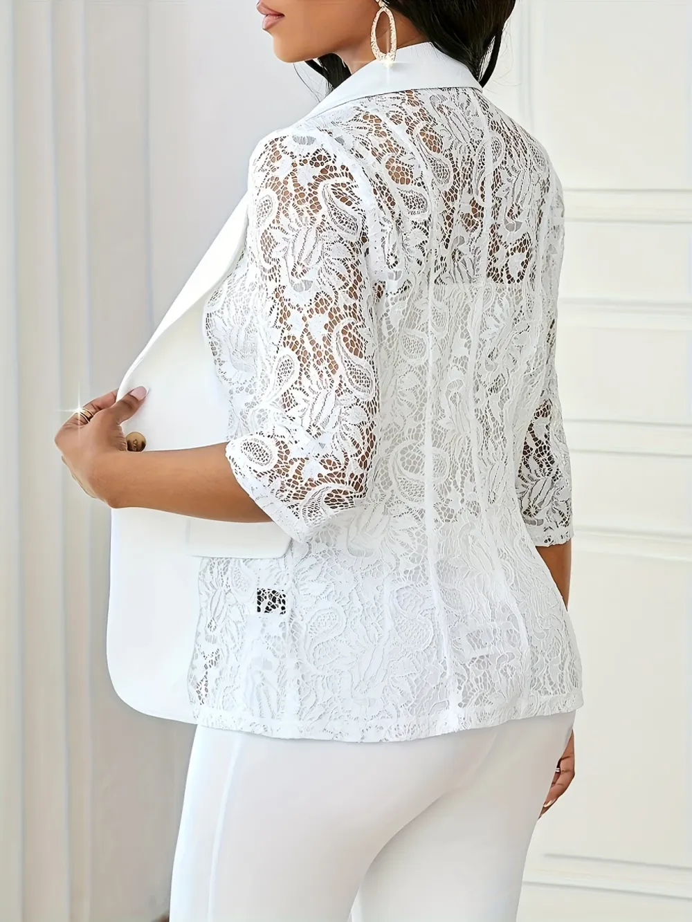 Lace-Trim Tailored Blazer