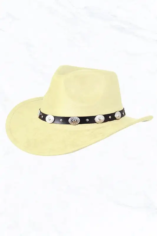 Suede Regular Cowboy Fedora Hat with Studded Belt