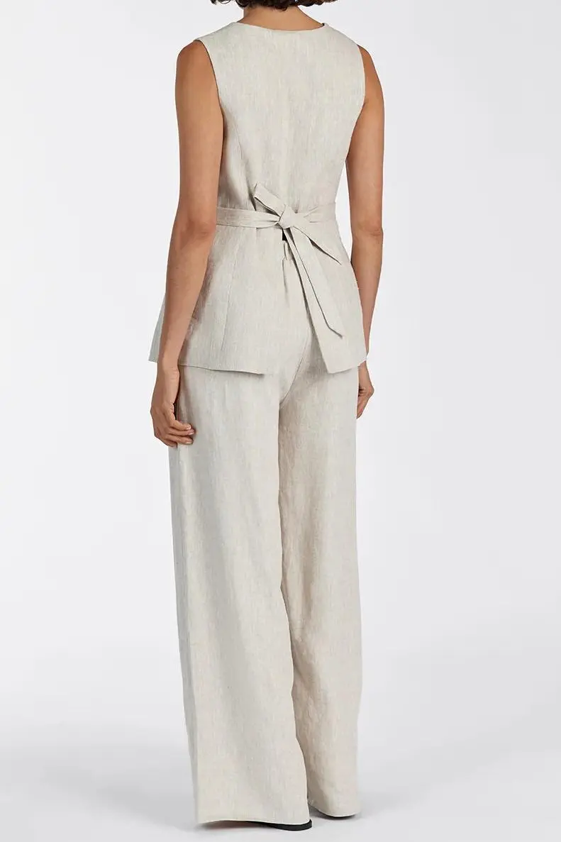 NATURAL LINEN WAIST PANT