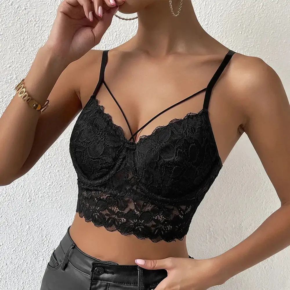 Lace Bra with Sheer Waist Panel
