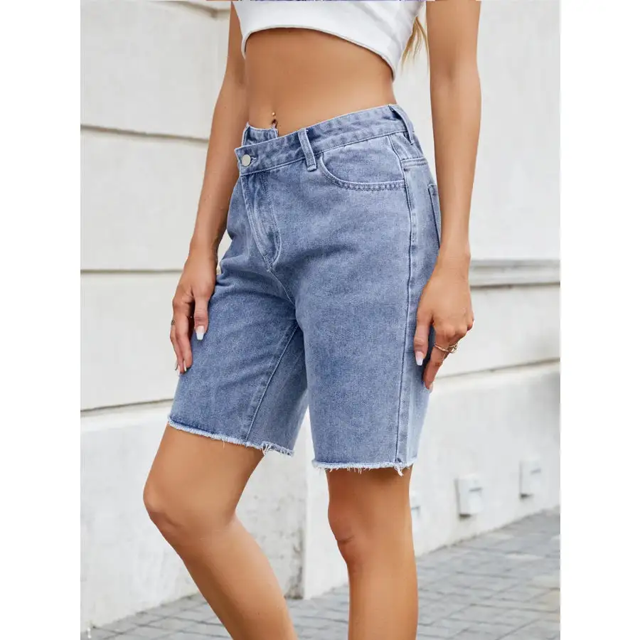 Classic Raw Hem Denim Shorts