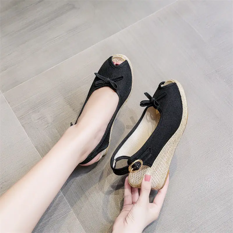 Buckle Strap Wedge Slide Sandals