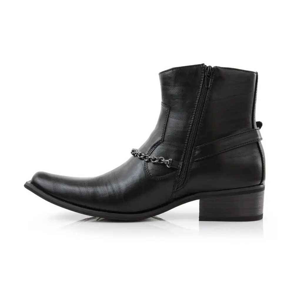 Suede Faux-Leather Pointed-Toe Chelsea Boots