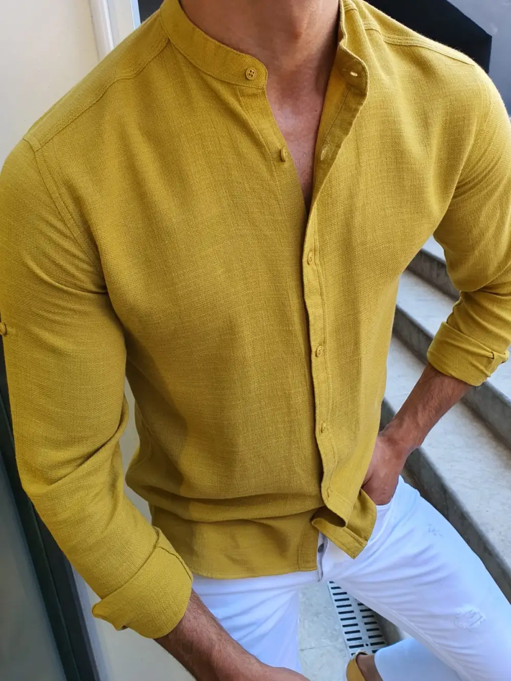 Classic Textured Slim Fit Cotton Casual Shirt
