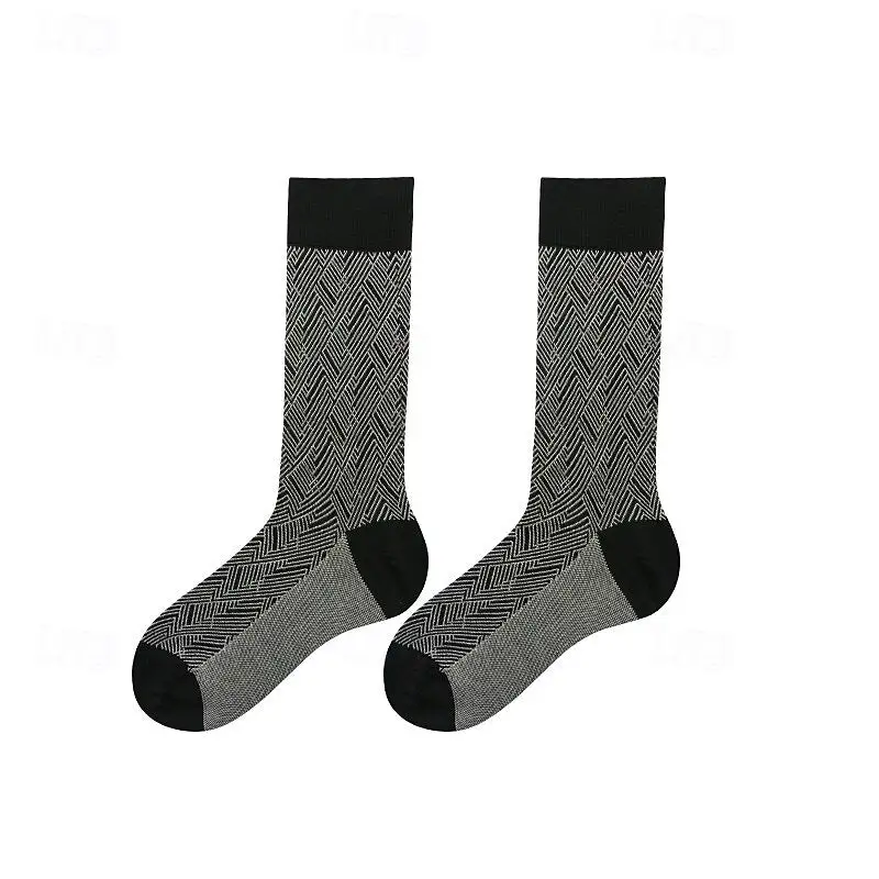 1 Pair Socks Black Color Plaid