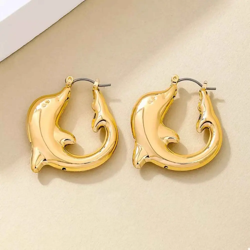 18K Gold Plated Dolphin Hoop Earrings