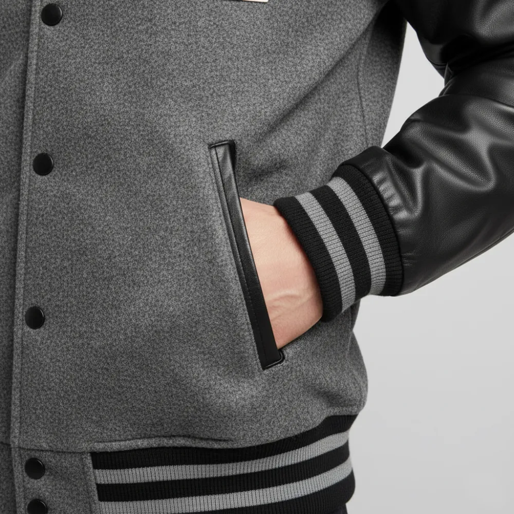 Monochrome Wool Letterman Jacket