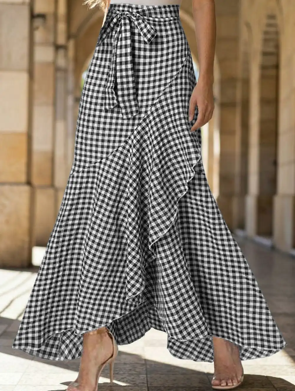 Ruffle Hem Maxi Skirt
