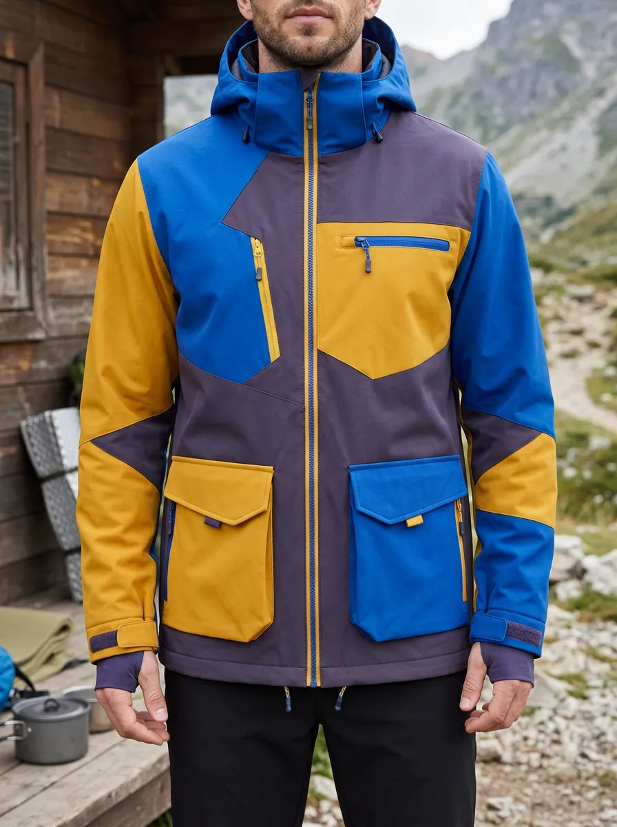 Men's Ridge Hiking Outdoor Colorblock Printed Jacket