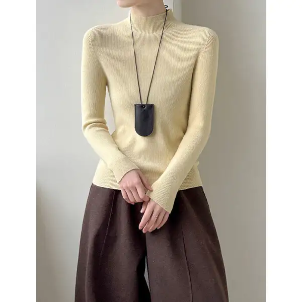 Semi High Neck Slim Fit Sweater