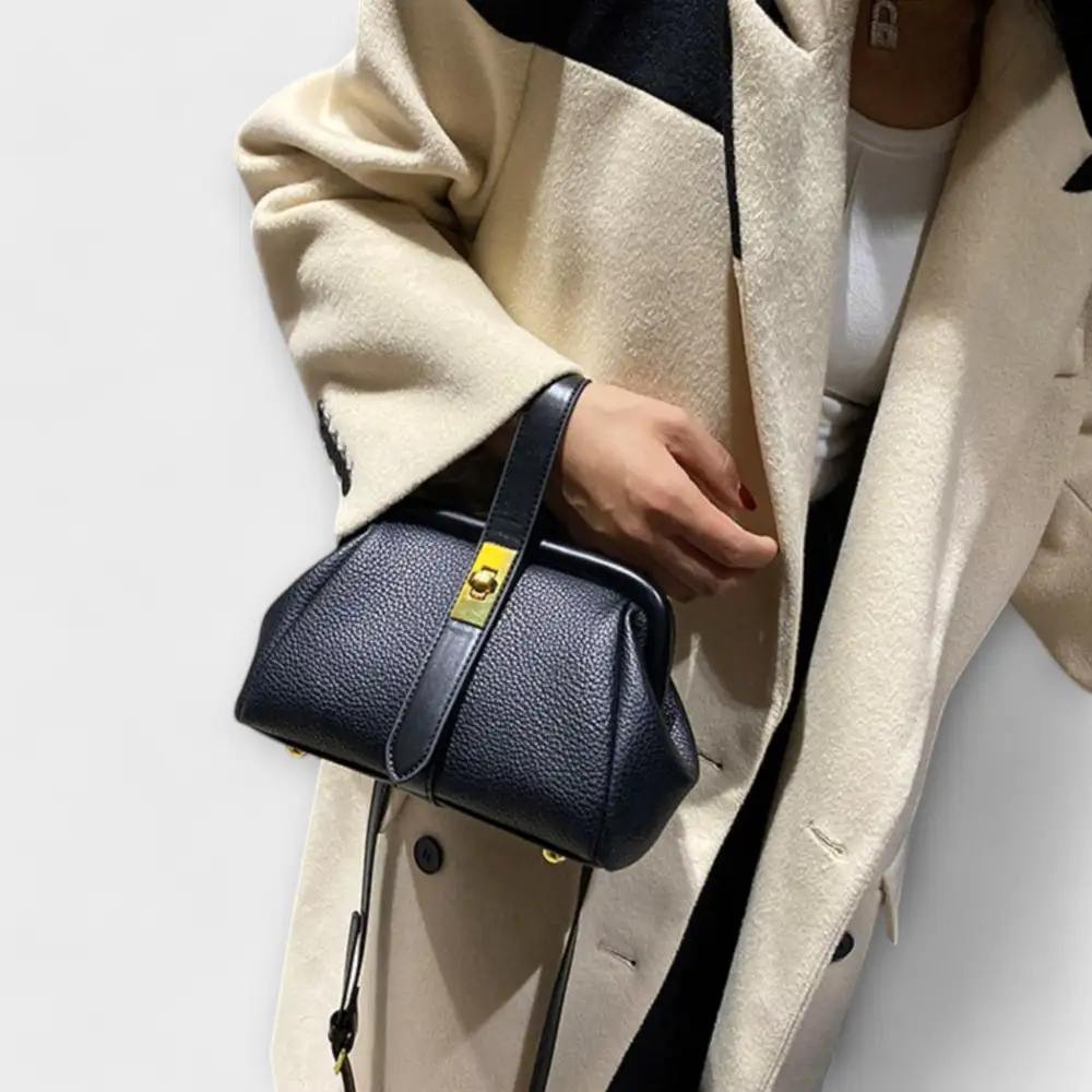Structured Open Top Leather Handbag