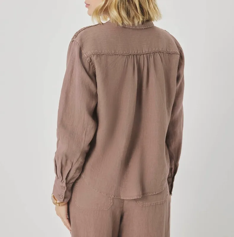 Linen Trim Button Top