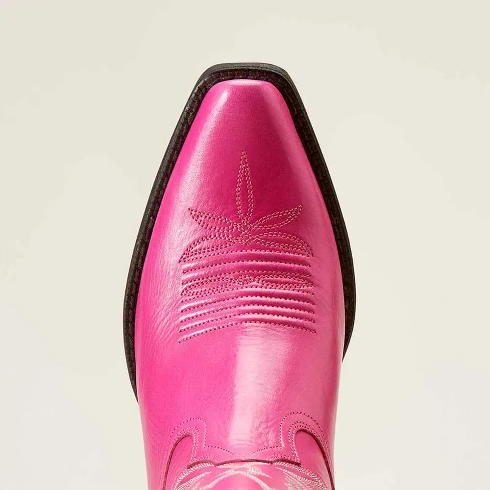 Embroidered Snip-Toe Chunky-Heel Platform Mid-Calf Boots