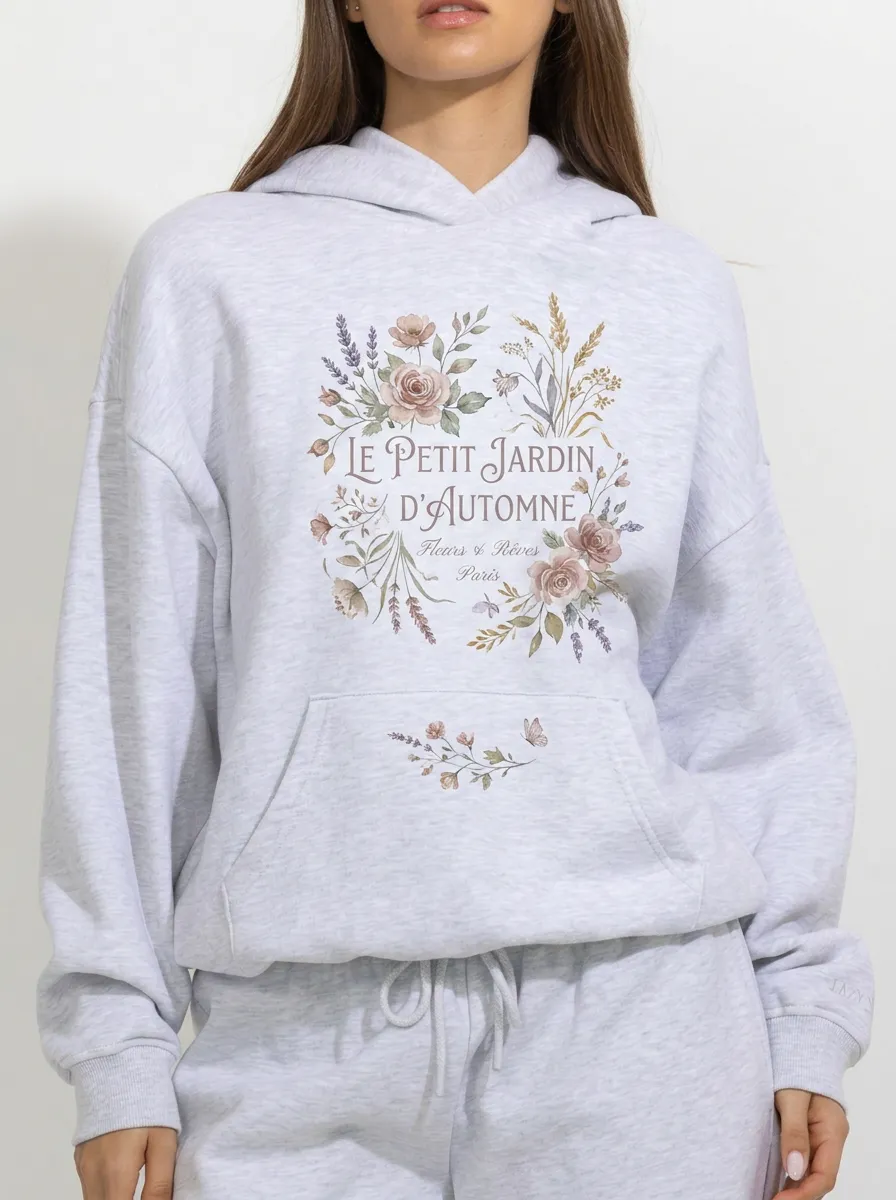 Women's French Floral Garden Le Petit Jardin Printed Hoodie