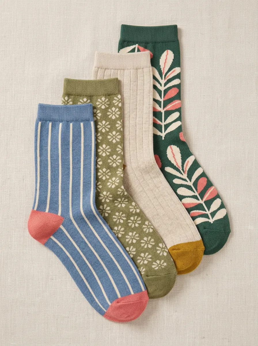 Women's Vintage-Style Four Pair Socks