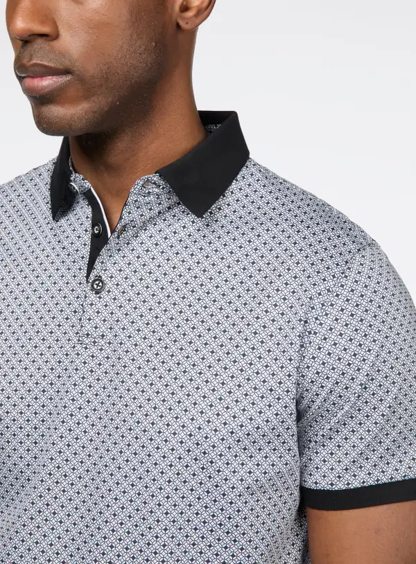 Geometric Print Casual Polo