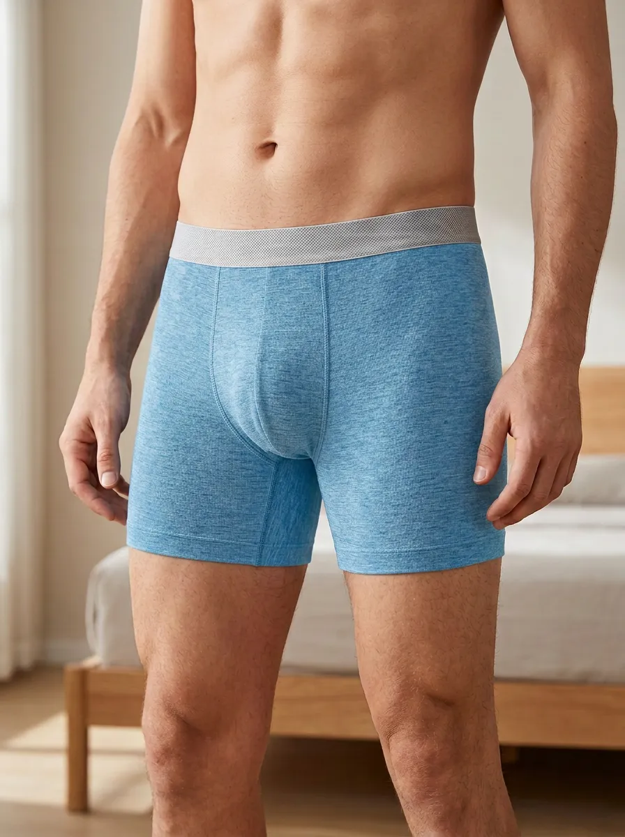 Men's Minimalist Grey Heather Elastic Waistband Boxer Briefs