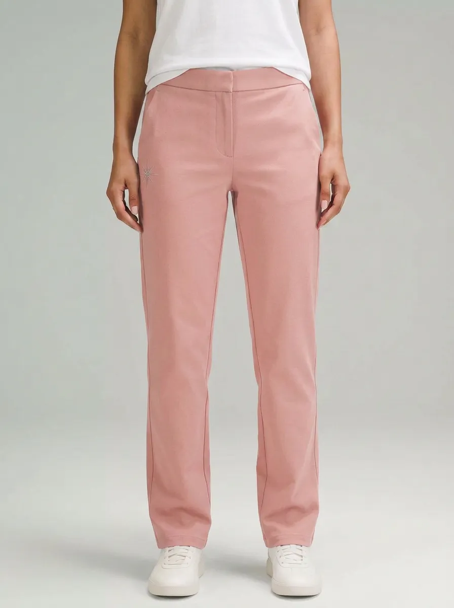 Women's Classic Comfort Starburst Embroidered Mid Rise Straight Leg Pants