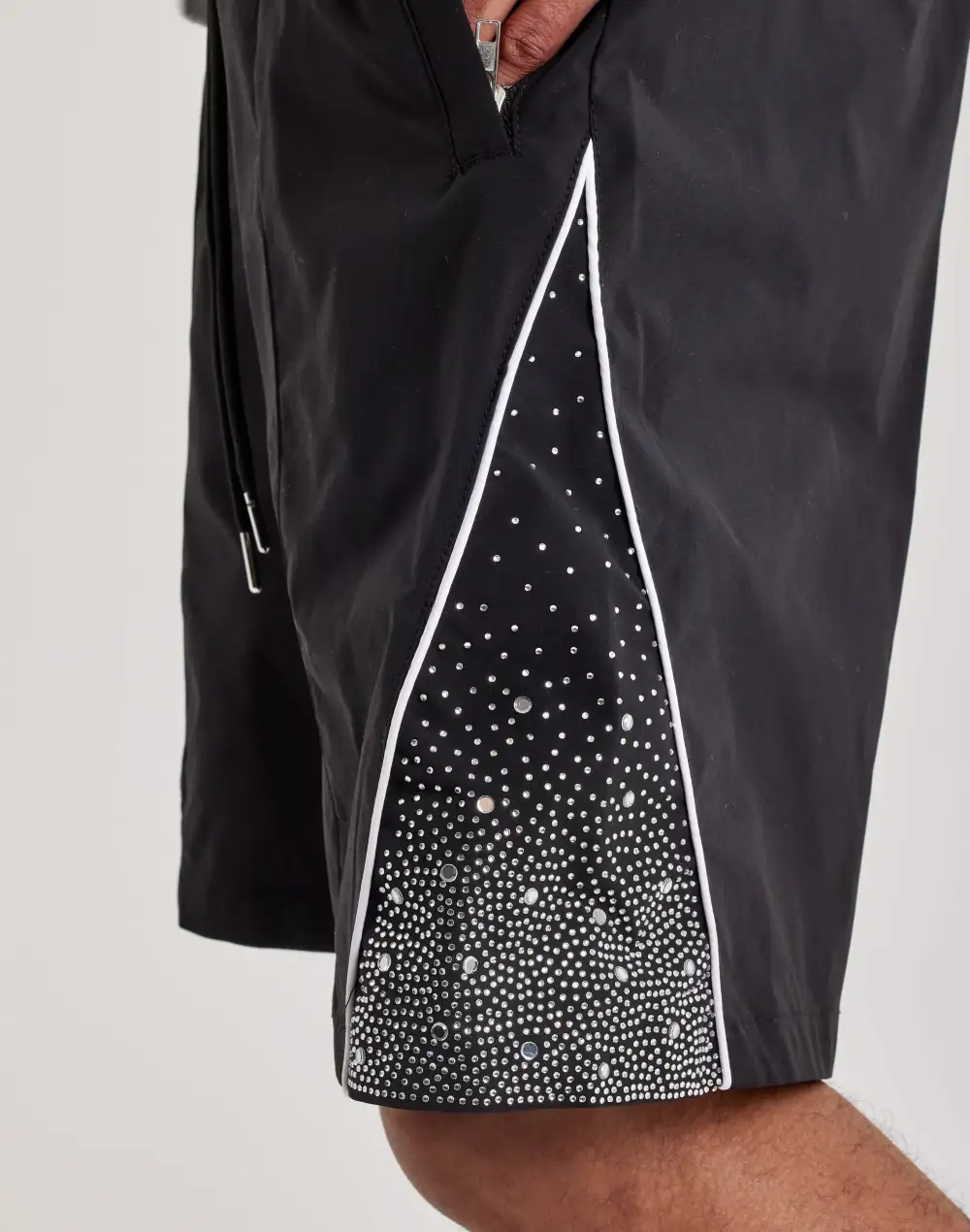 Streetwear Rhinestone Nylon Shorts