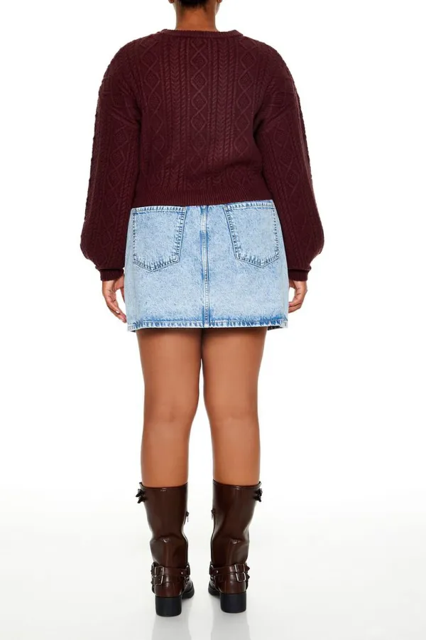 Plus Size Denim Mini Skirt