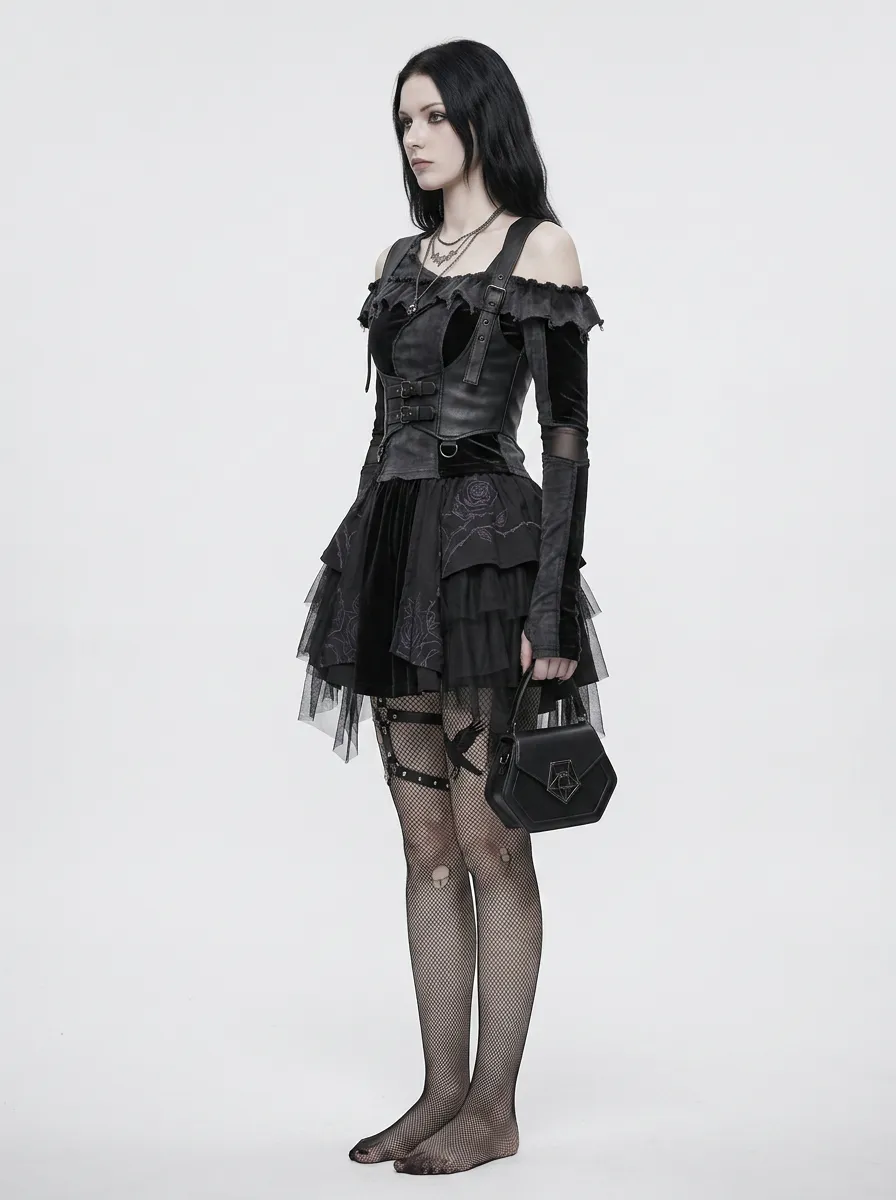 Women's Gothic Rose Pattern Printed Corset Top