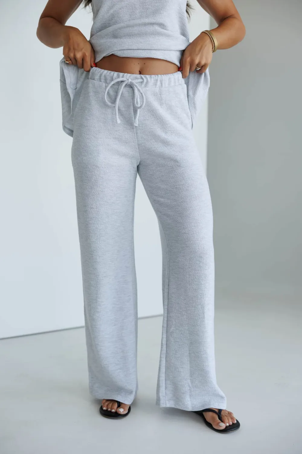 Mid-Rise Drawstring Elastic-Waist Wide-Leg Pants