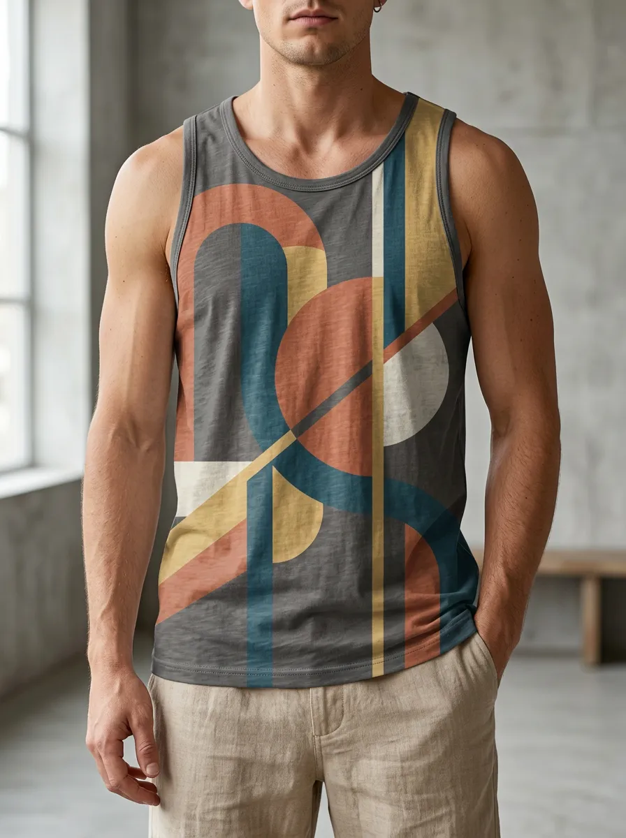 Men's Retro Geometric Abstract Tank Top