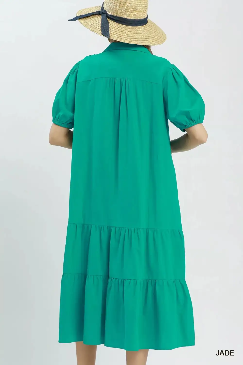 Tiered Solid Tiered Midi Dress