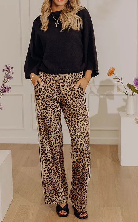 High Waist Relaxed Leopard Striped Butter Soft Pants