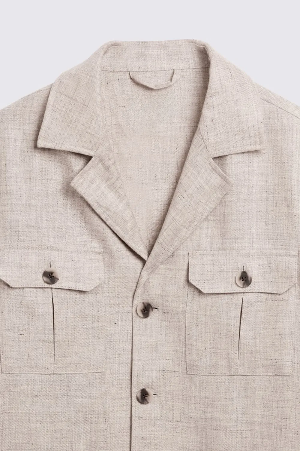 Linen Pleated Jacket with Neutral Textured Colors