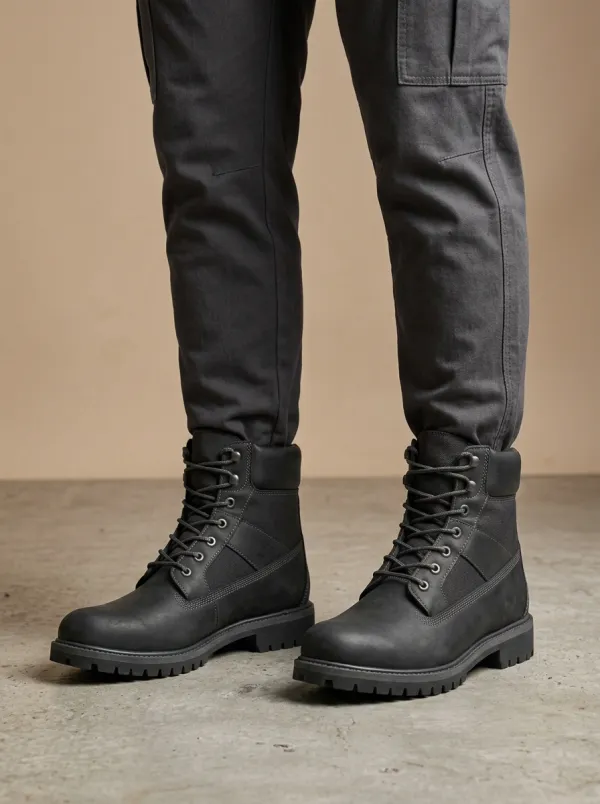 Unisex Tactical Style Leather Print Work Boots