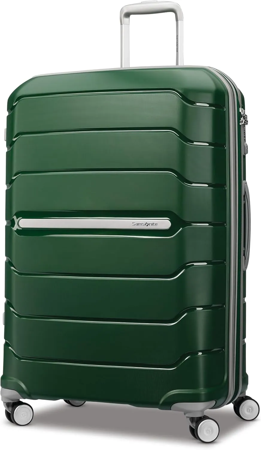 Samsonite Freeform Hardside Carry-On Luggage with Spinner Wheels - Hardshell Suitcase - TSA, Airline-Approved - Expandable Hard Shell, Smooth Rolling Wheels for Lightweight Travel - White/Grey