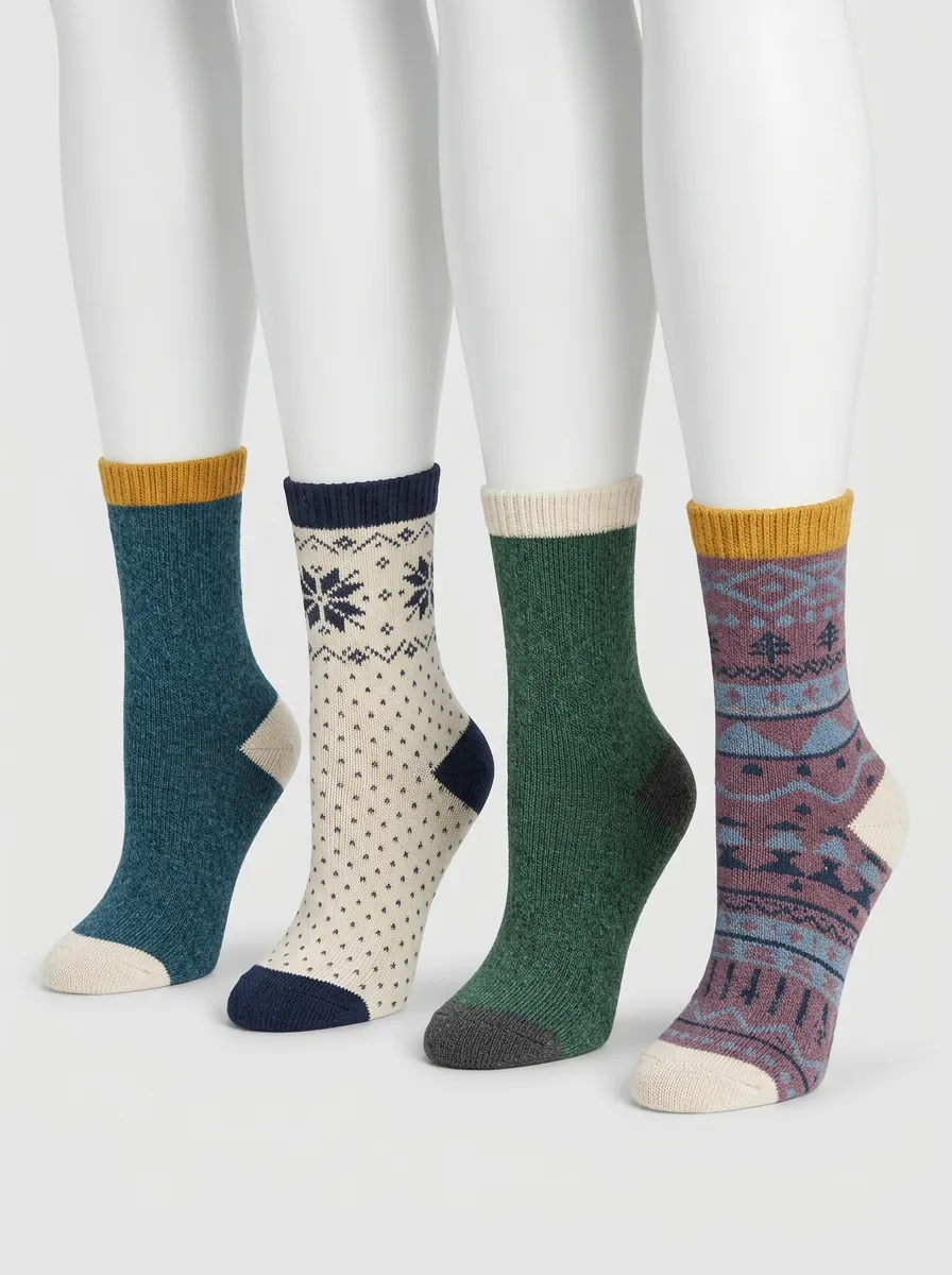 Casual Patterned Four-Pair Casual Socks