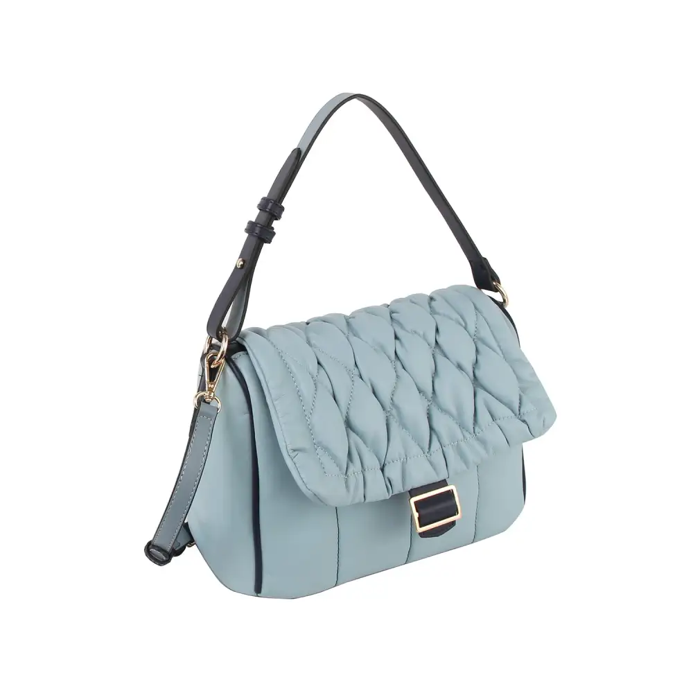 Everyday Detail Quilted Flap Front Pocketed Faux Leather Shoulder Bag