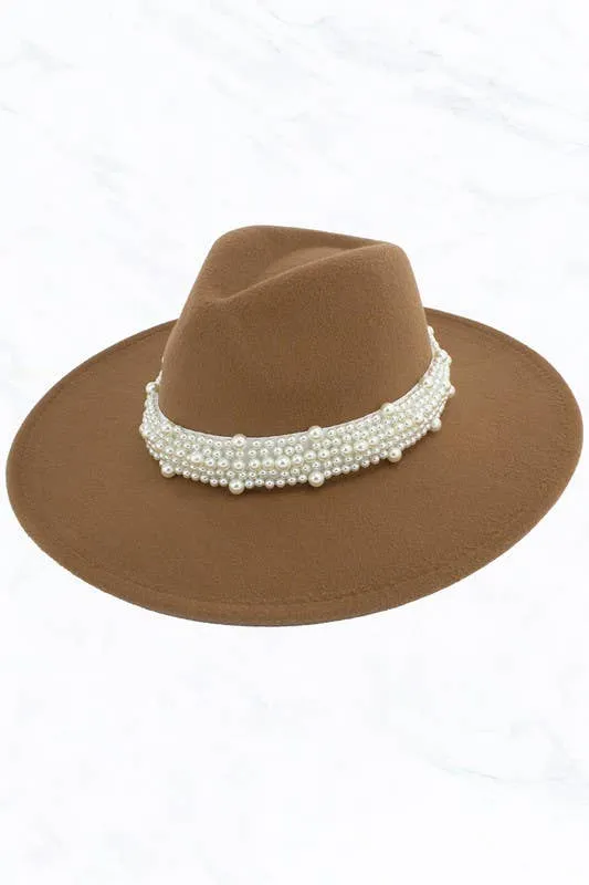 Big Brim Peach Heart Top Jazz Pearl Hat