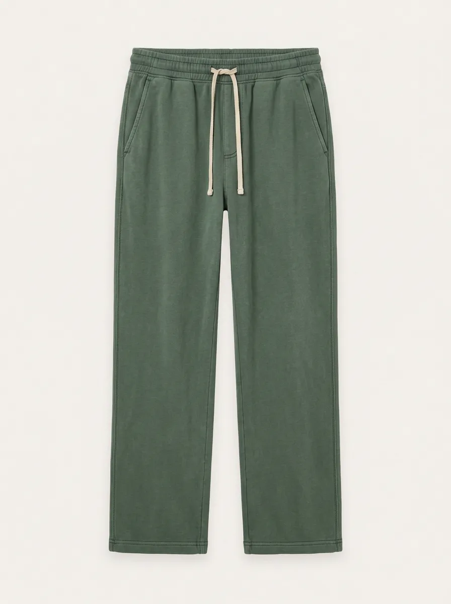Unisex Casual Minimalist Solid Green Drawstring Sweatpants