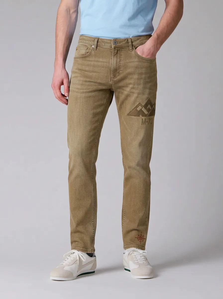 Men's Mountain M-73 Compass Graphic Printed Stretch Jeans