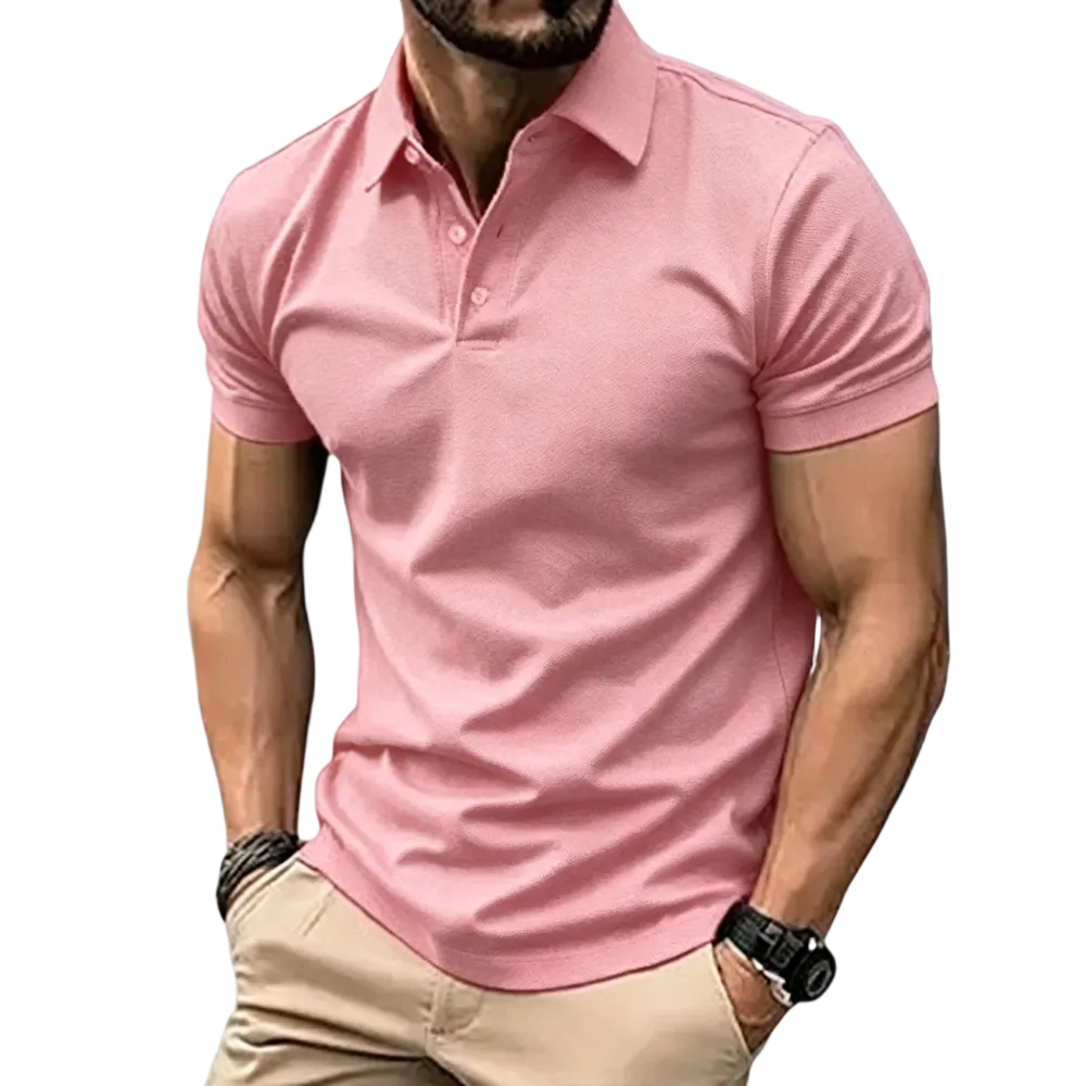 Men’s Casual Business Polo Shirts, Simple and Comfortable, Skin-Friendly Polyester Fabric with Slight Stretch