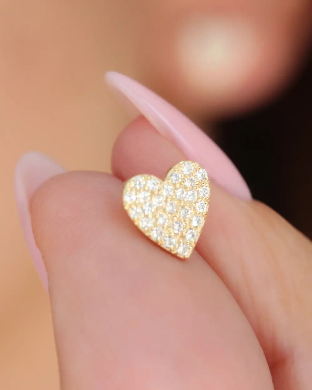 Heart Diamond Stud Earrings