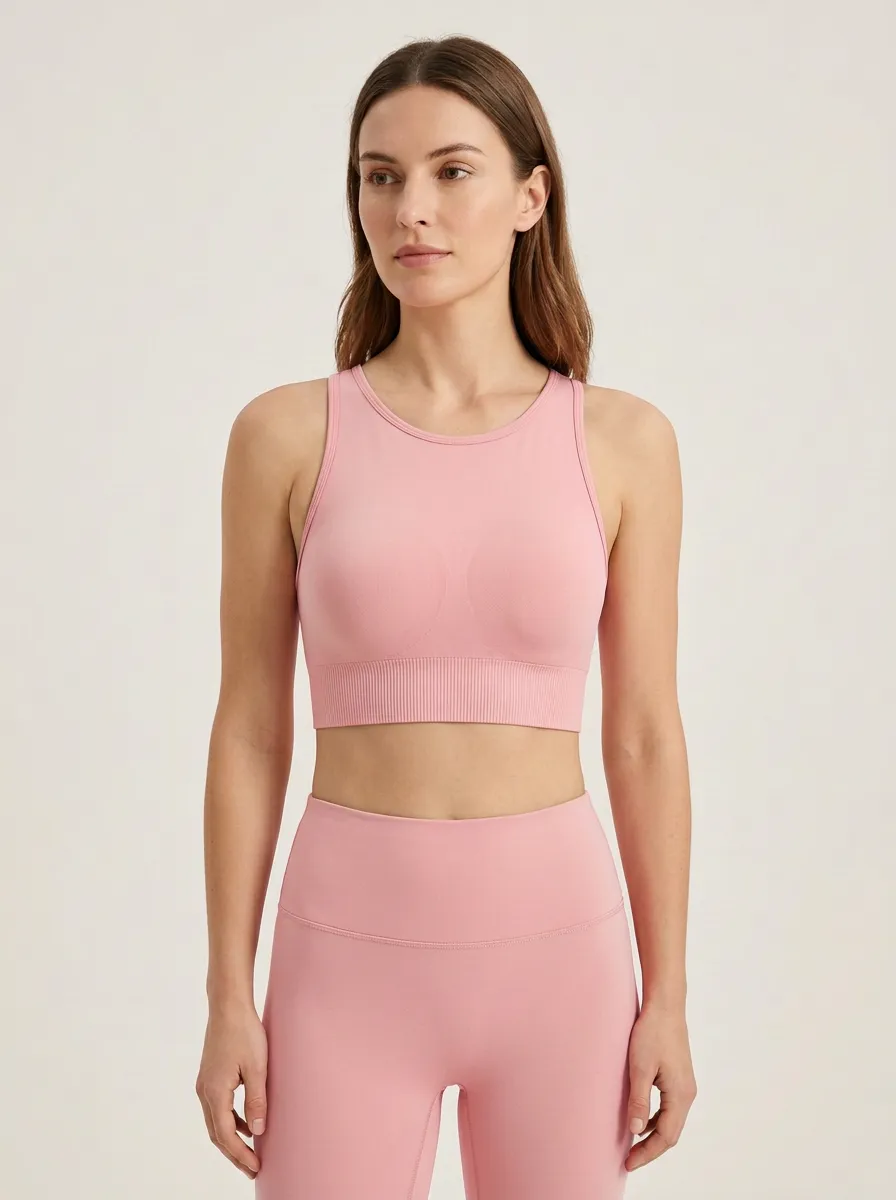 Women's High-Neck Racerback Ribbed Athletic Crop Top