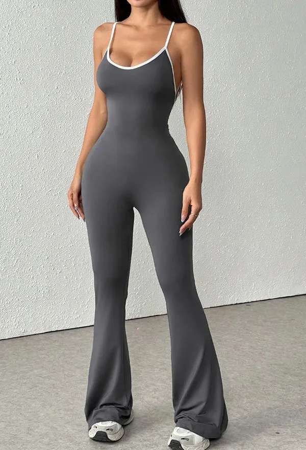 Contemporary Bold Skew-Collar Lace-Up Slim Jumpsuit