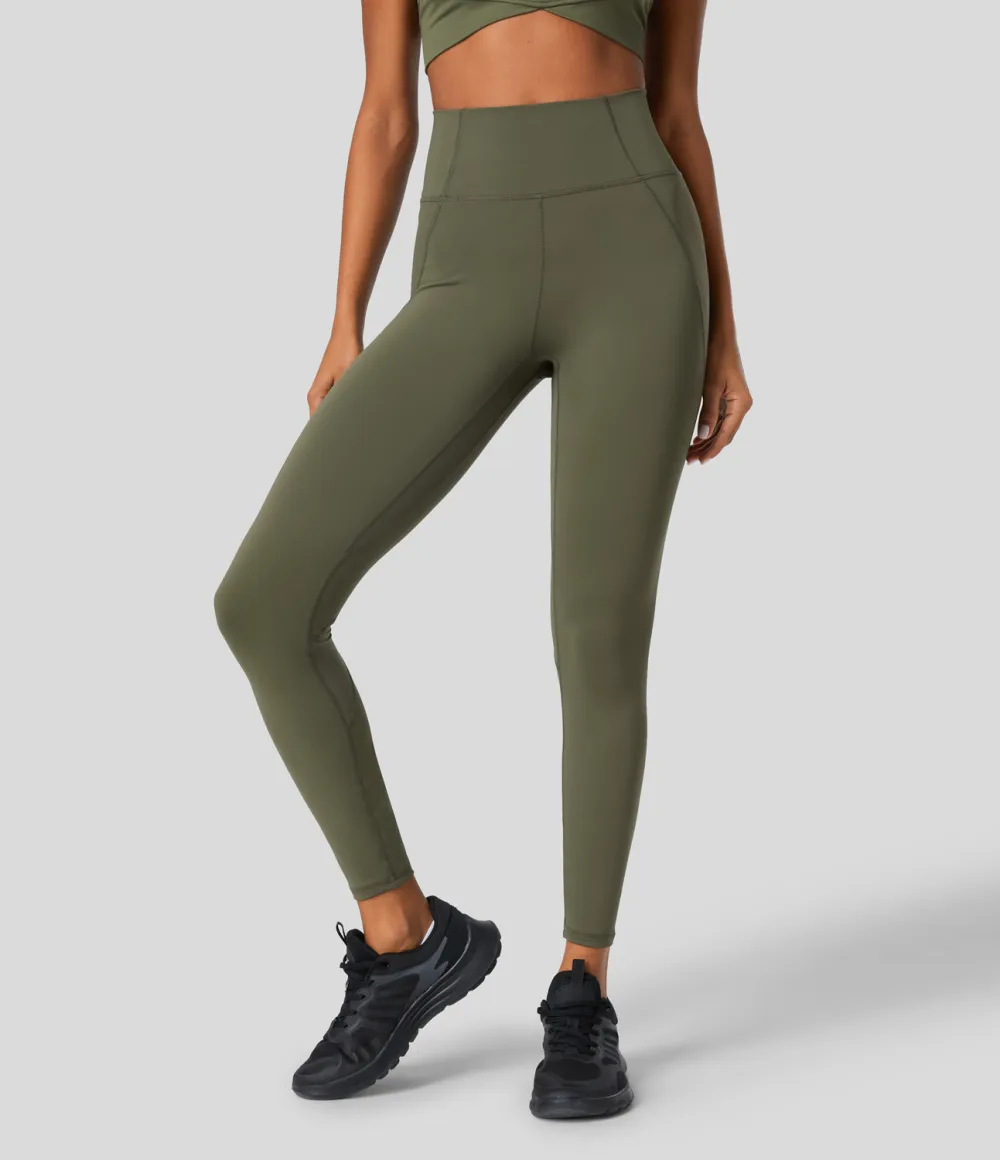 SpeedWave High Waisted Back Zip Pocket Contrast Mesh Quick Dry 7/8 Workout Leggings