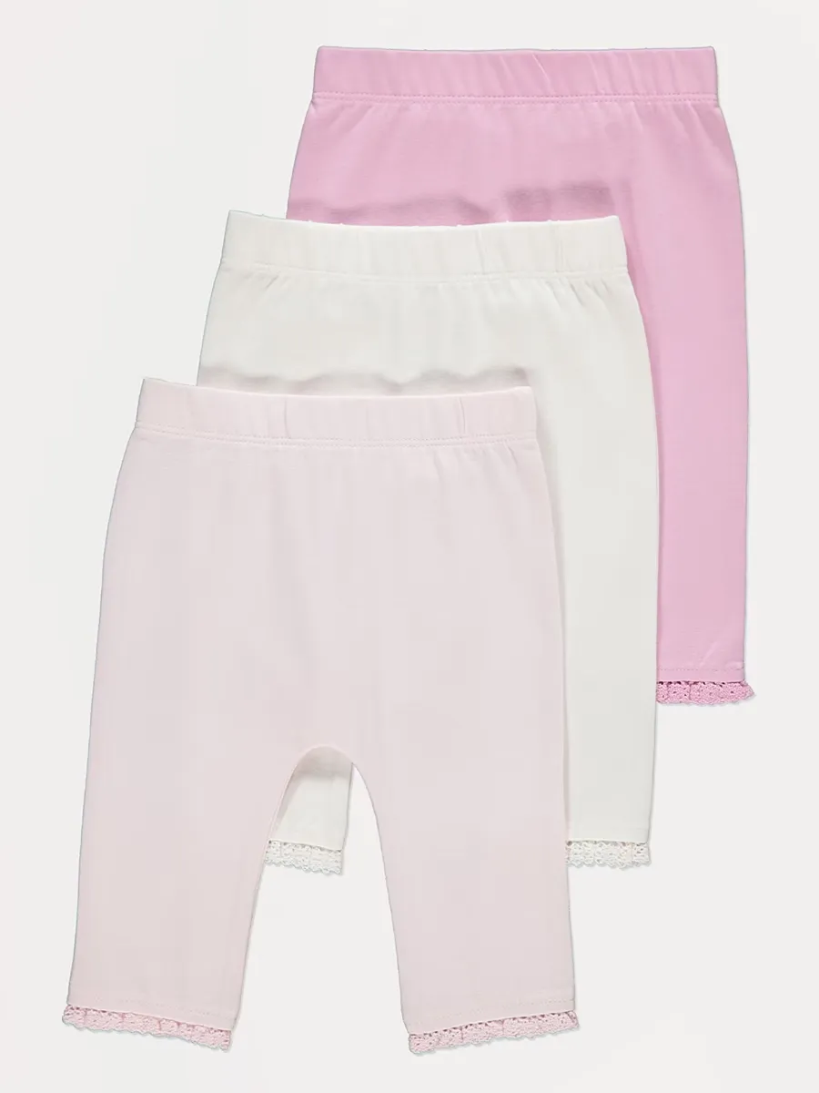 Lace Trim Leggings 3 Pack