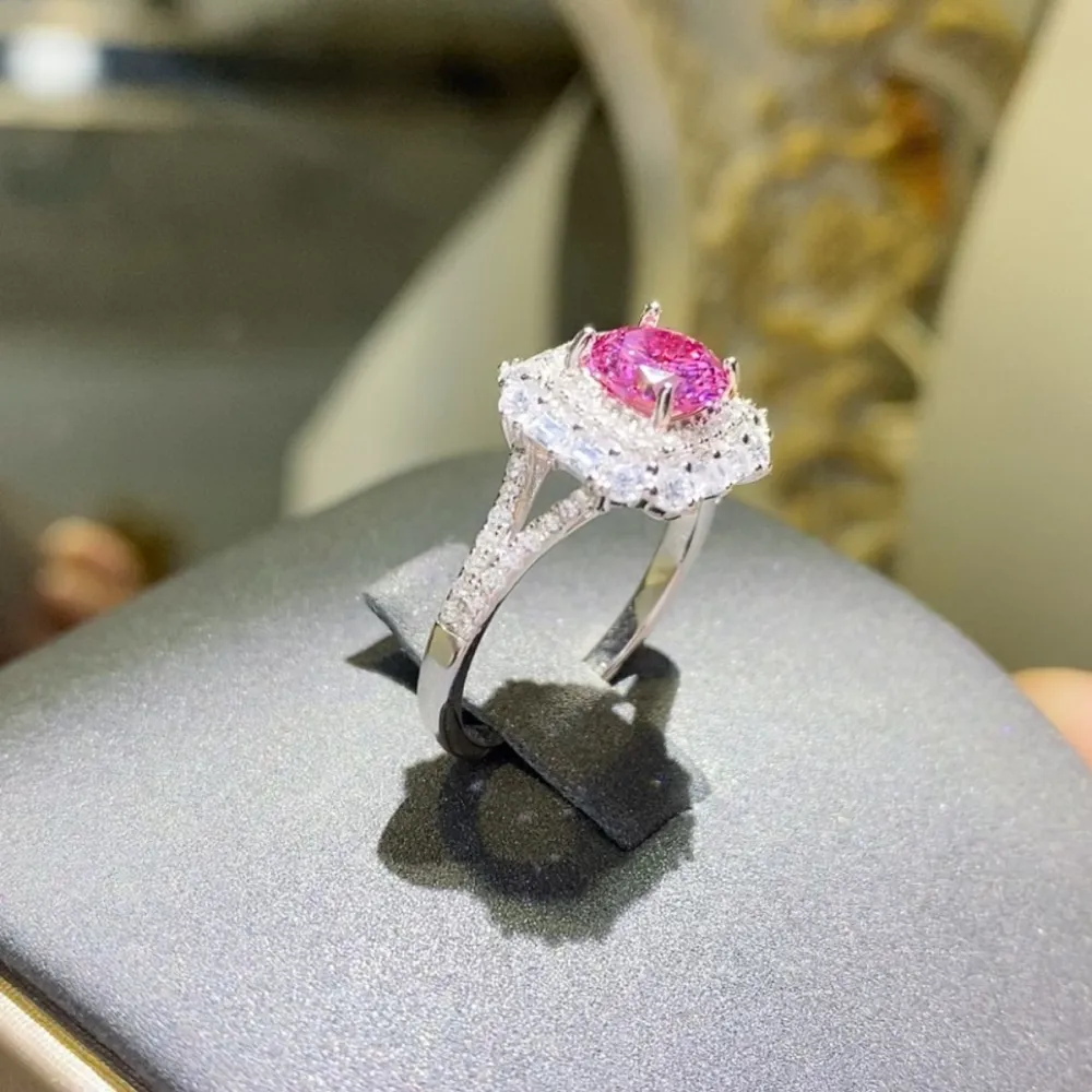 Platinum-Plated Moissanite Zircon Ring